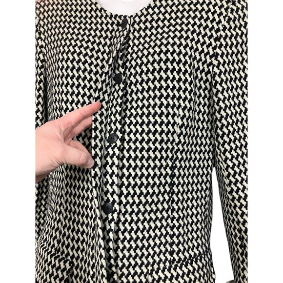 Moods by Krizia Women's B/W Houndstooth Wool Blend Button Front Blazer SZ 10 VTG - Picture 7 of 13